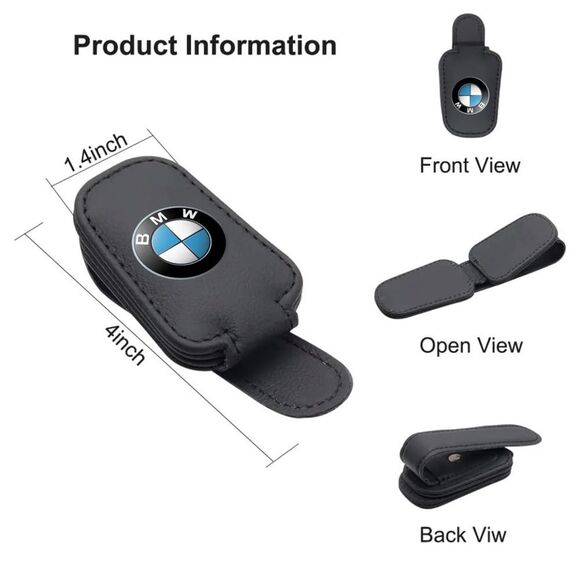 BMW Sunglass Holder for Car with Logo Black Leather NWT - Picture 7 of 12